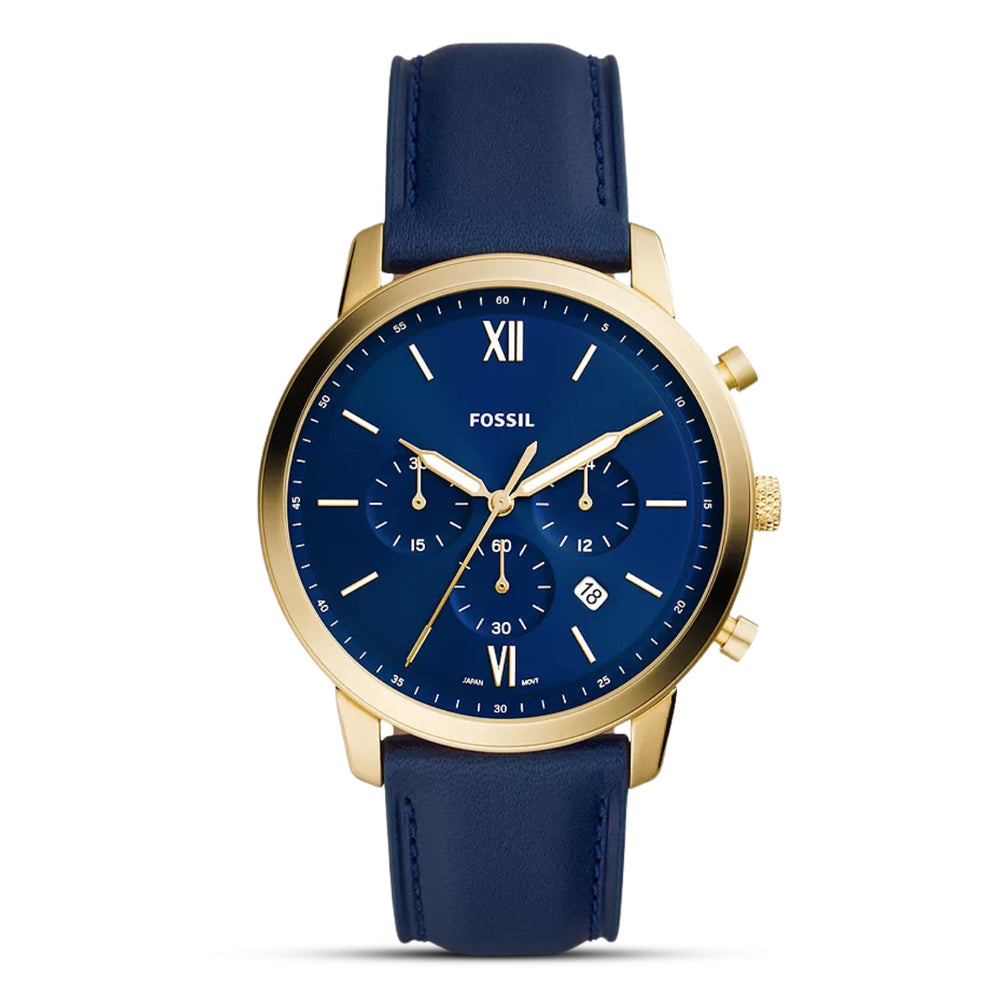 Fossil Neutra Blue Leather Strap Blue Dial Chronograph Quartz Watch for Gents - FS5790