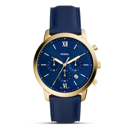 Fossil Neutra Blue Leather Strap Blue Dial Chronograph Quartz Watch for Gents - FS5790