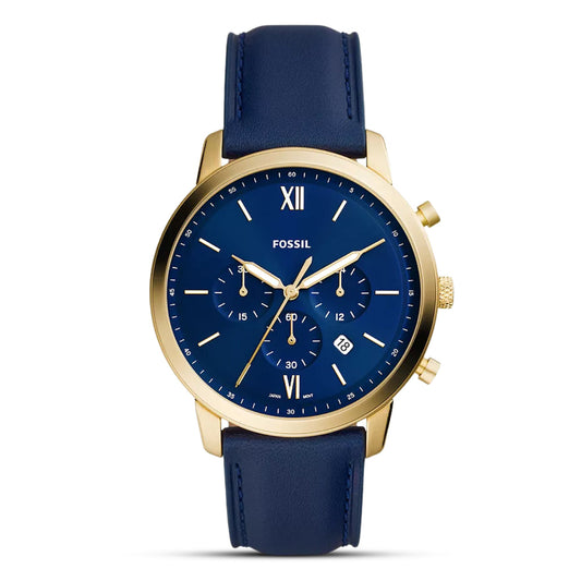 Fossil Neutra Blue Leather Strap Blue Dial Chronograph Quartz Watch for Gents - FS5790