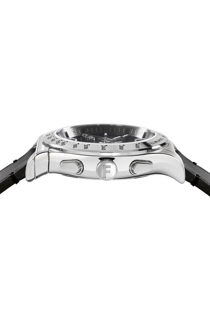 Salvatore Ferragamo 1927 Chrono Analog Black Dial Black Leather Strap Watch For Men Sfkz00123