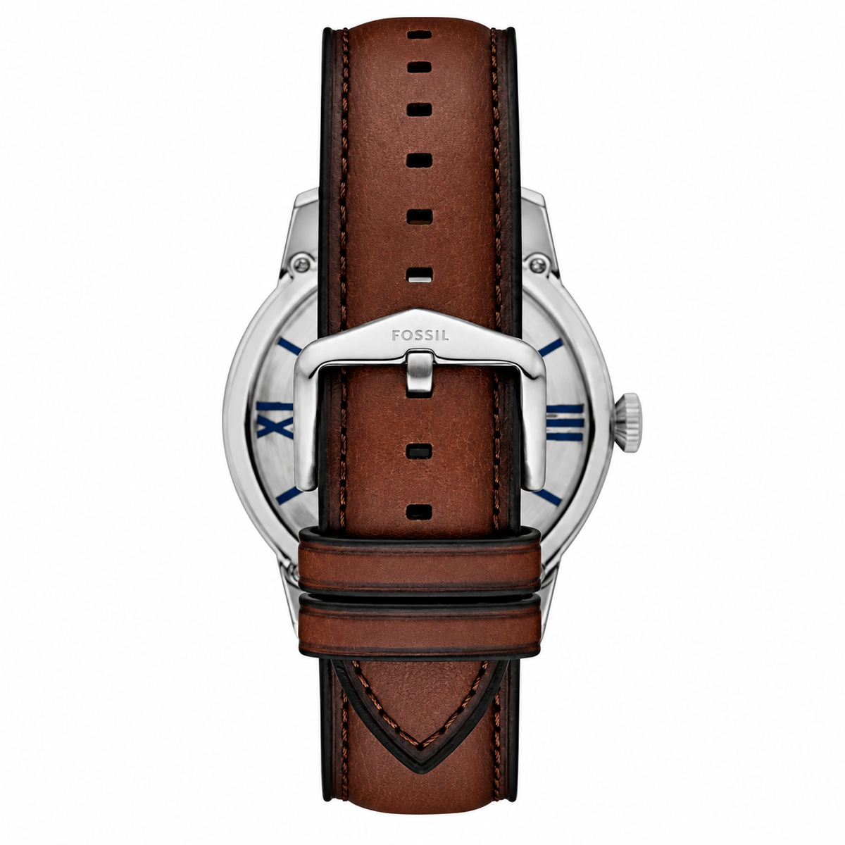 Fossil Townsman 44mm Skeleton Silver Dial Leather Mens Automatic Watch ME3267