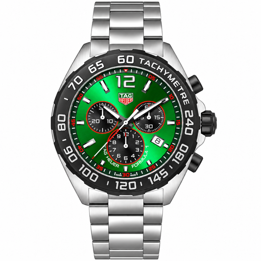 Tag Heuer Formula 1 Silver Stainless Steel Green Dial Chronograph Quartz Watch for Gents - CAZ101AP.BA0842