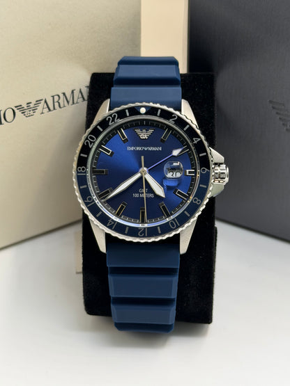 Emporio Armani Men’s Quartz Blue Silicone Strap Blue Dial 42mm Watch AR11592