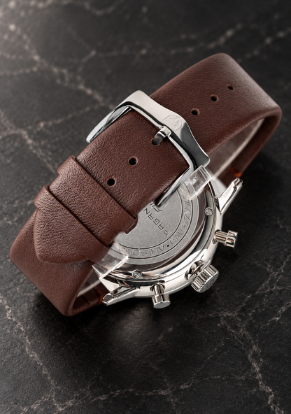 Pagani Design Brown Leather Strap White Dial Chronograph Quartz Watch for Gents - PD2720K