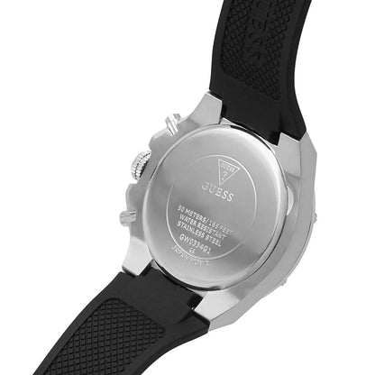 Guess Third Gear Black Silicone Strap Black Dial Chronograph Quartz Watch for Gents -GW0499G3