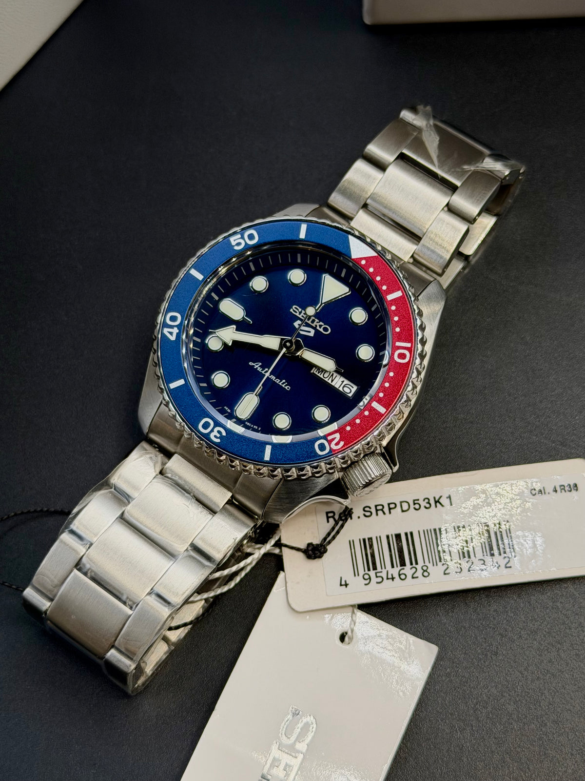 Seiko 5 Sports SRPD53 42.5 mm Blue Dial Pepsi Bezel Automatic Men Watch Steel