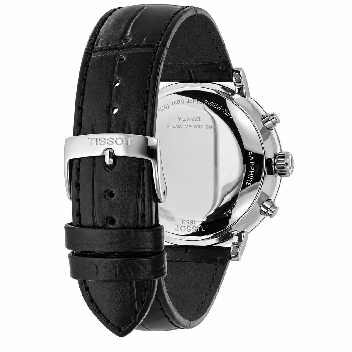 Tissot Carson Premium Black Leather Strap Black Dial Chronograph Quartz Watch for Men's - T122.417.16.051.00