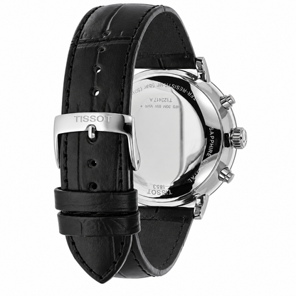 Tissot Carson Premium Black Leather Strap Black Dial Chronograph Quartz Watch for Men's - T122.417.16.051.00