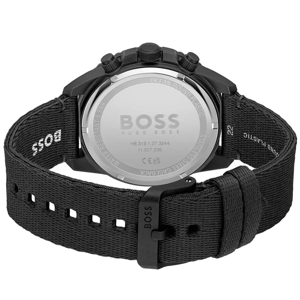Original Hugo Boss Watch HB.293.1.47.3735 For Men Admiral 1513918 5BAR / 165FT Solar Movement Ocean Plastic Case Chronograph