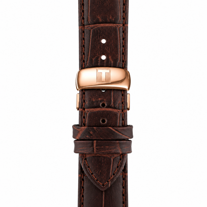 Tissot Tradition Brown Leather Strap Blue Dial Quartz Watch for Men's - T063.610.36.047.00