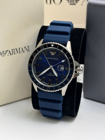 Emporio Armani Men’s Quartz Blue Silicone Strap Blue Dial 42mm Watch AR11592