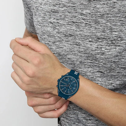 Hugo Boss Velocity Chronograph Blue Dial Blue Rubber Strap Watch For Men - 1514061