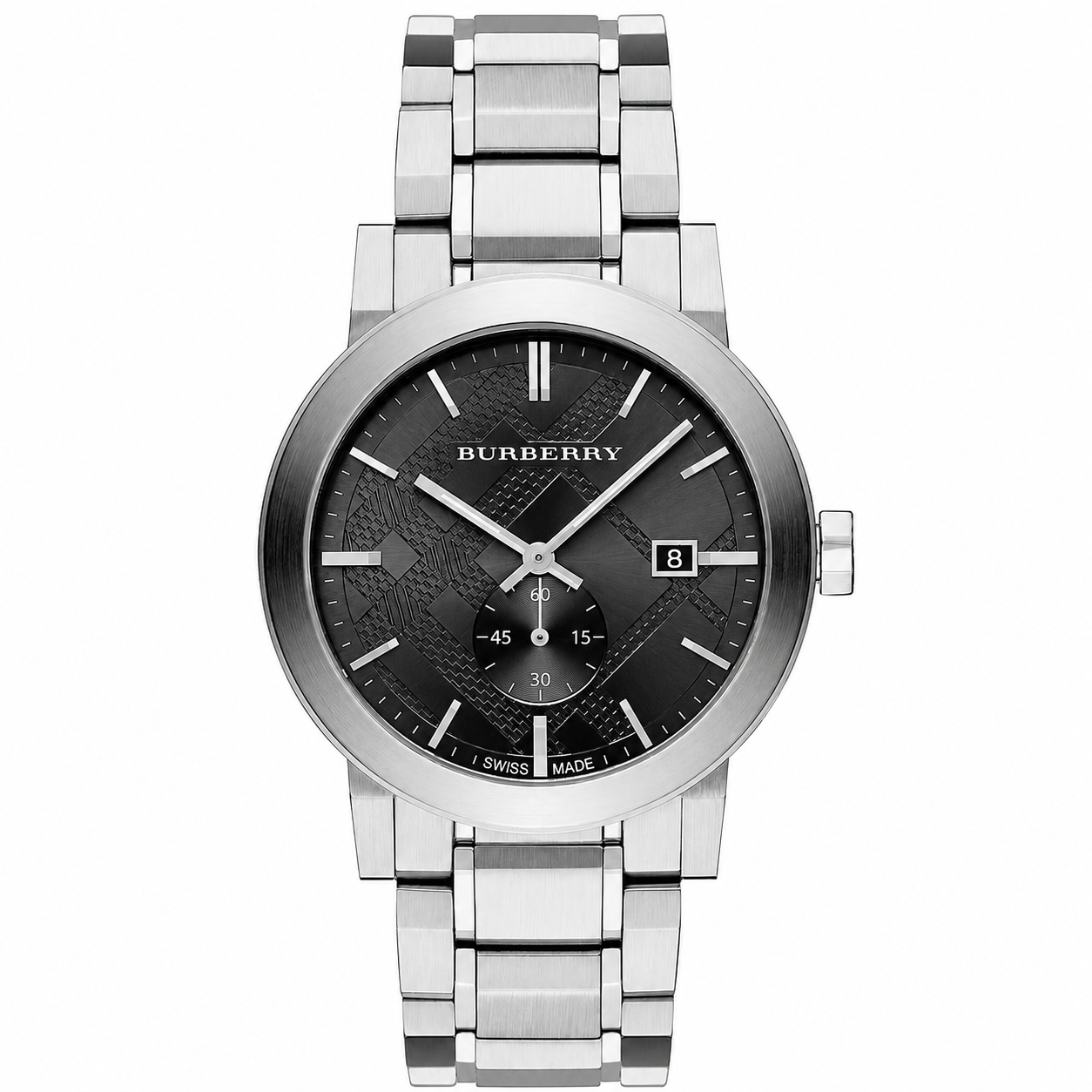 Burberry The City Silver Stainless Steel Black Dial Quartz Watch for Gents - BU9901