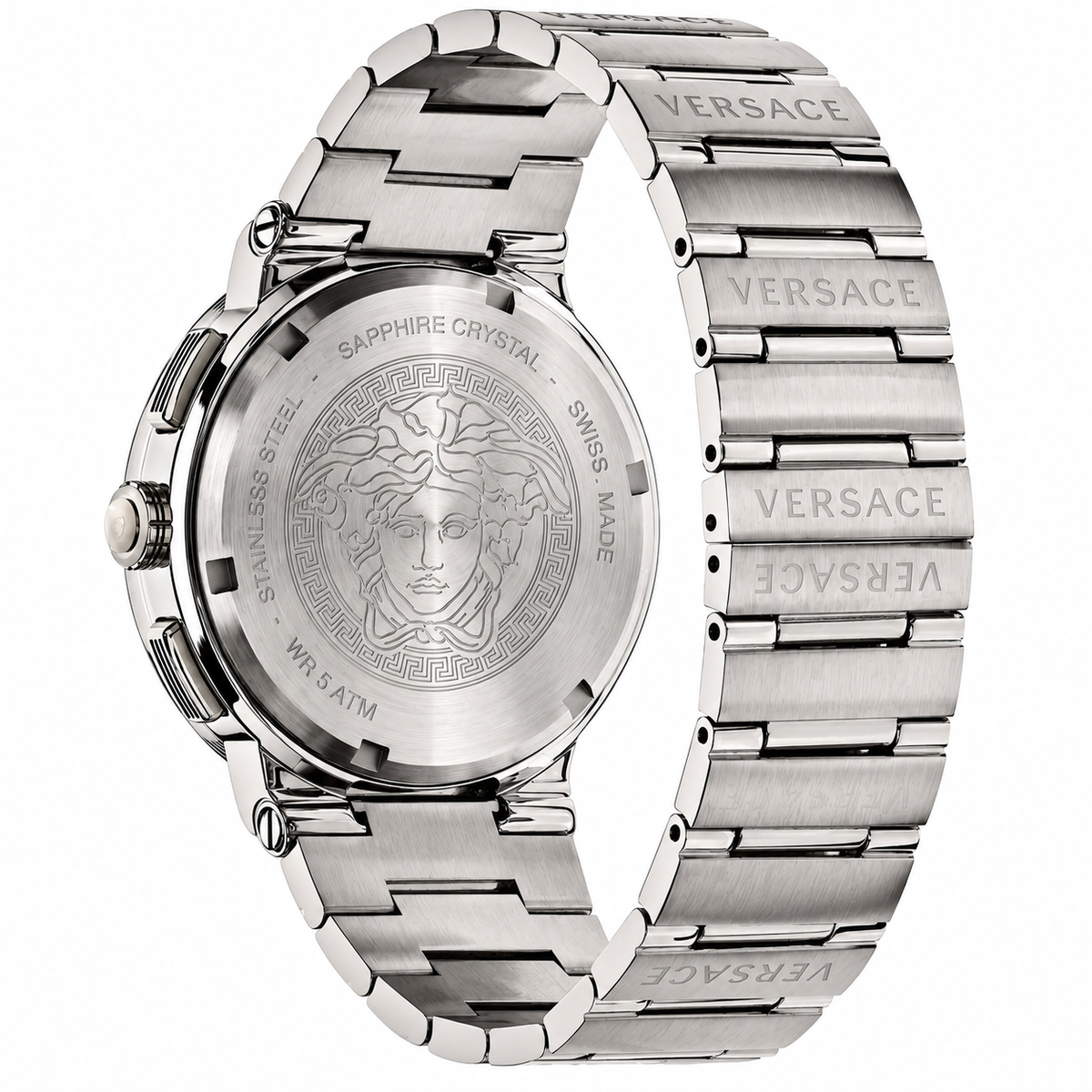 Versace Grace Logo Silver Stainless Steel Green Dial Chronograph Quartz Watch for Gents - VEZ900121
