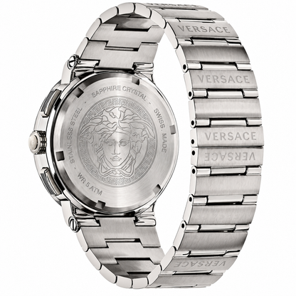 Versace Grace Logo Silver Stainless Steel Green Dial Chronograph Quartz Watch for Gents - VEZ900121
