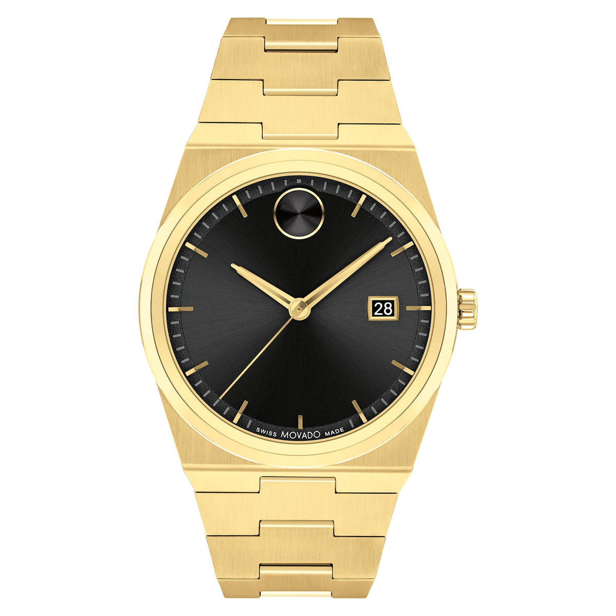 Movado Gold Stainless Steel Black Dial Quartz Watch for Gents - Movado 3601223