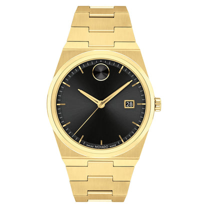 Movado Gold Stainless Steel Black Dial Quartz Watch for Gents - Movado 3601223