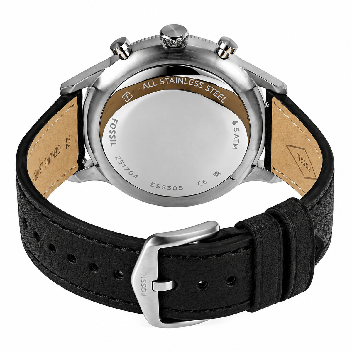 Fossil FS5806 Retro Pilot Chronograph Black Eco Leather Analog Men's Dress Watch
