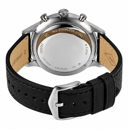 Fossil FS5806 Retro Pilot Chronograph Black Eco Leather Analog Men's Dress Watch