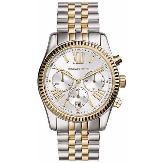 Michael Kors Women’s Chronograph Quartz Two-tone Stainless Steel Silver Dial 38mm Watch MK5955
