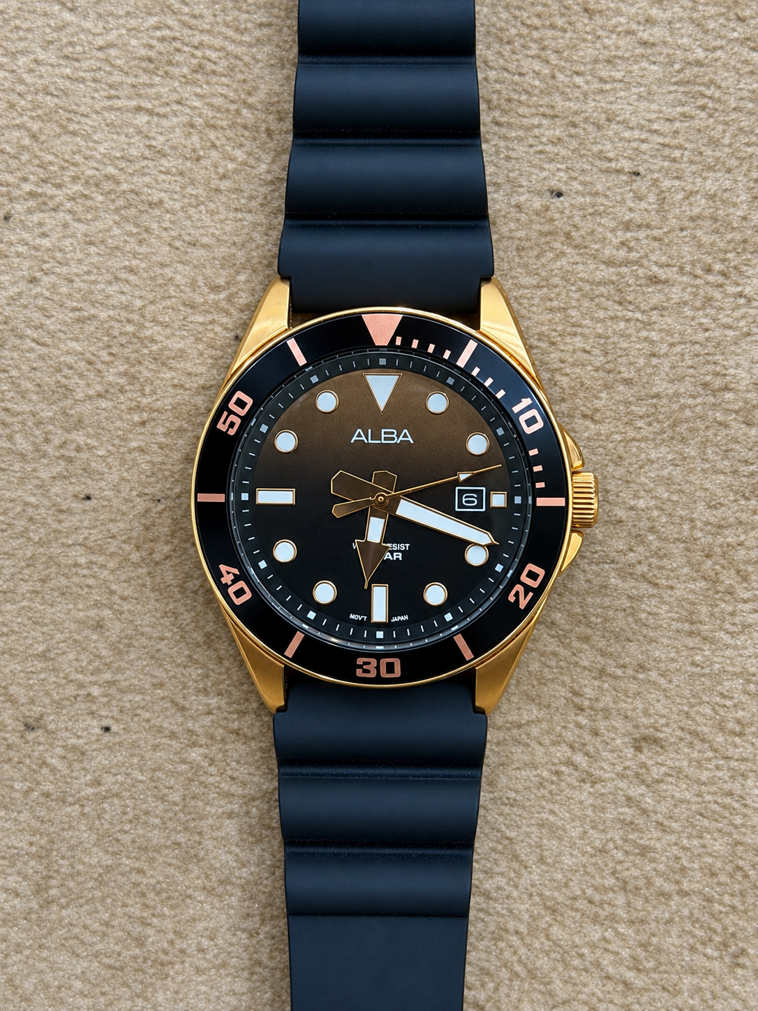 Original Alba Watch For Men Active AG8K20X1 With Brown Dial Rubber Belt with Black Color