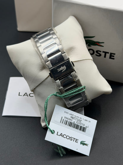 Lacoste Finn Mens Silver Stainless Steel Quartz Dark Blue Dial Silver Stainless Steel Bracelet Watch