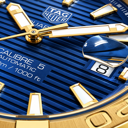 Tag Heuer Aquaracer Calibre 5 Two-tone Stainless Steel Navy Blue Dial Automatic Watch for Gents- WBD2120.BB0930