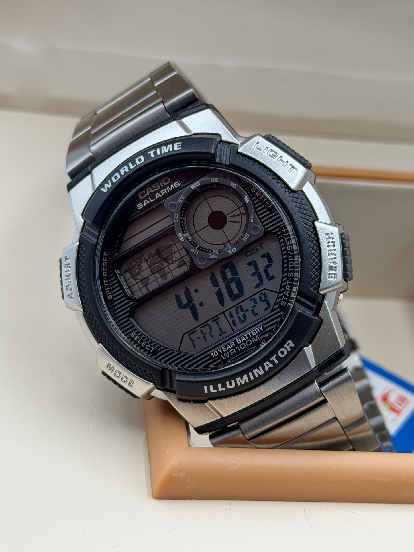 Casio Illuminator Silver Resin Band Grey Dial Digital Watch for Gents - AE-1000WD-1AVDF