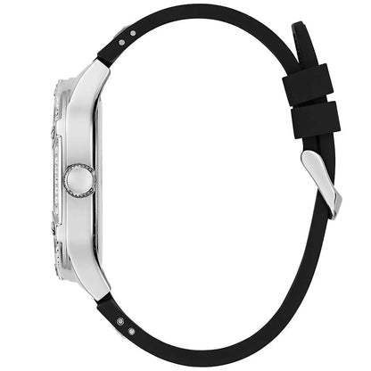 Guess Men’s Quartz Black Silicone Strap Silver Dial 46mm Watch GW0641G1