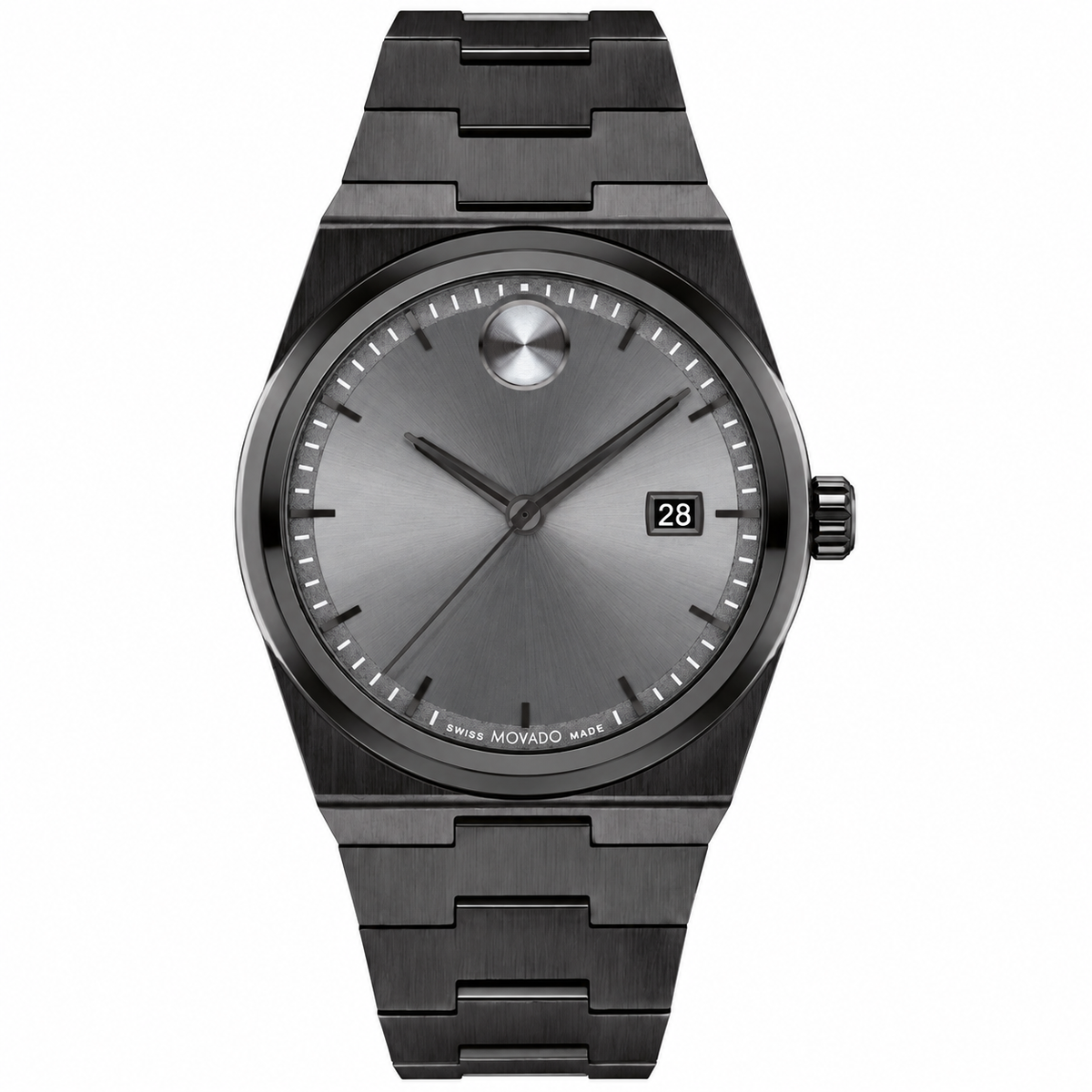 Movado Black Stainless Steel Grey Dial Quartz Watch for Gents - Movado 3601224
