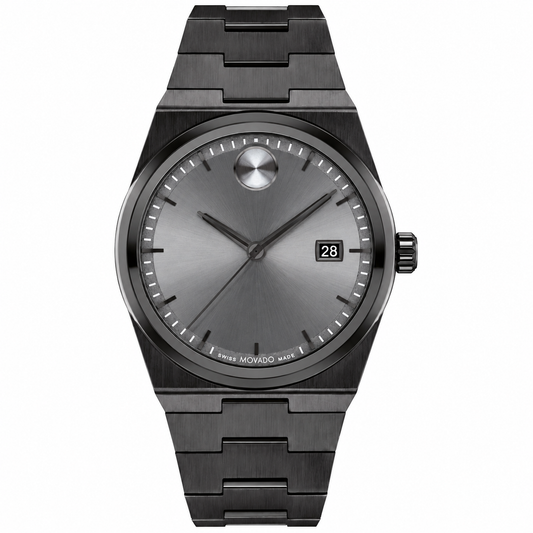 Movado Black Stainless Steel Grey Dial Quartz Watch for Gents - Movado 3601224