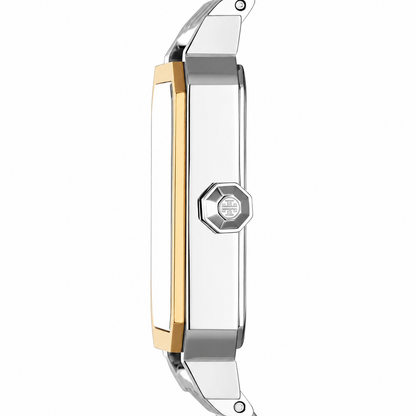TORY BURCH ROBINSON WHITE DIAL TWO TONE STEEL STRAP WATCH FOR WOMEN - TBW1501