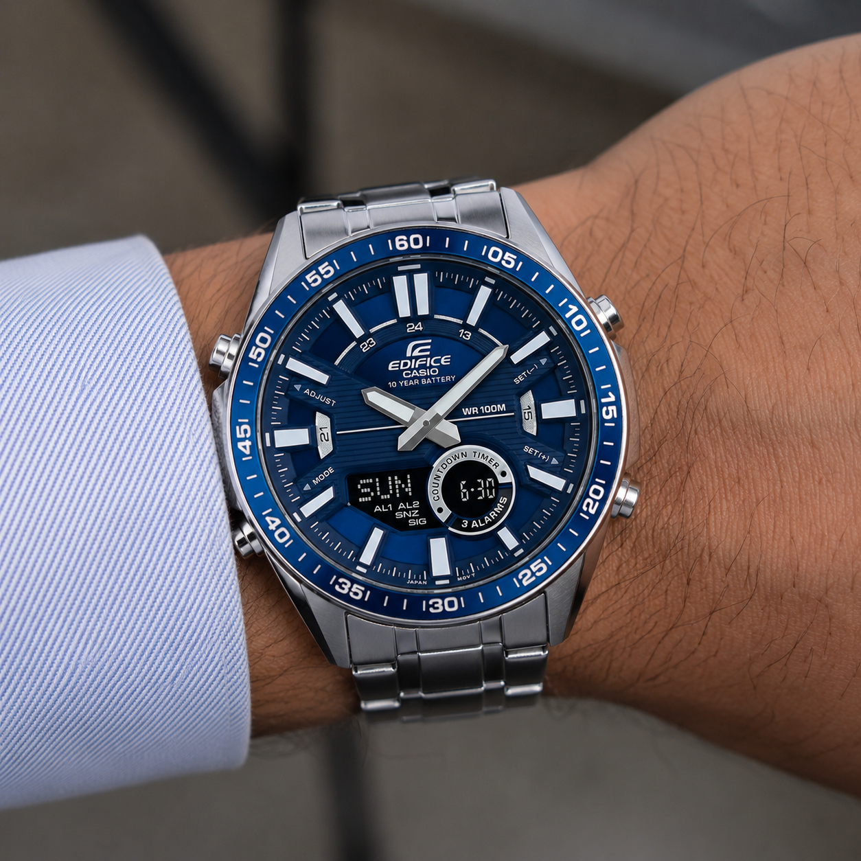 Casio Edifice Analog-Digital Blue Dial Men's Watch-EFV-C100D-2AVDF (EX440)