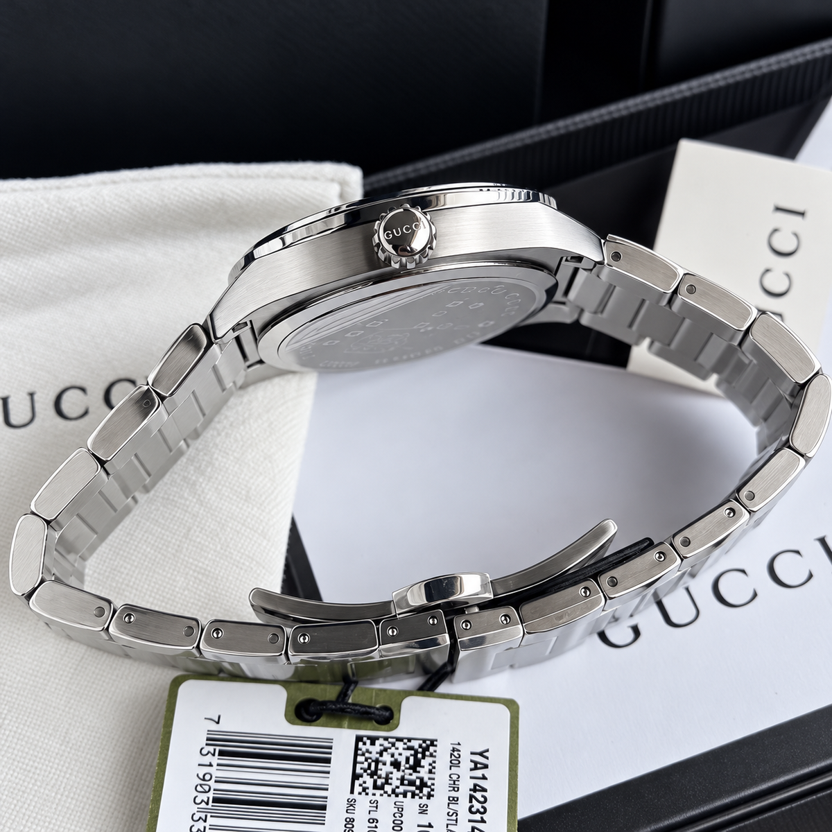 Gucci GG2570 Silver Stainless Steel Blue Dial Quartz Watch for Gents - YA142314