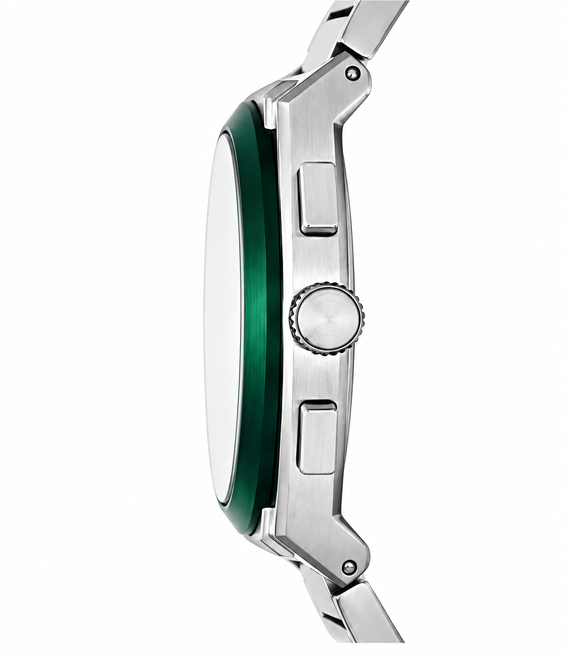 Fossil Everett Silver Stainless Steel Green Dial Chronograph Quartz Watch for Gents - FS5964