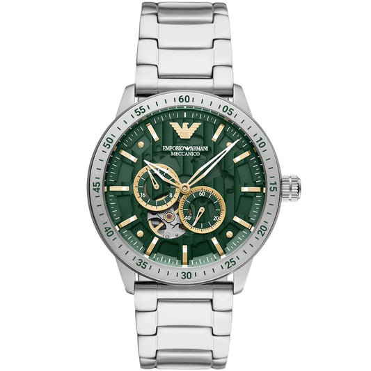 Emporio Armani Men’s Automatic Silver Stainless Steel Green Dial 43mm Watch AR60053