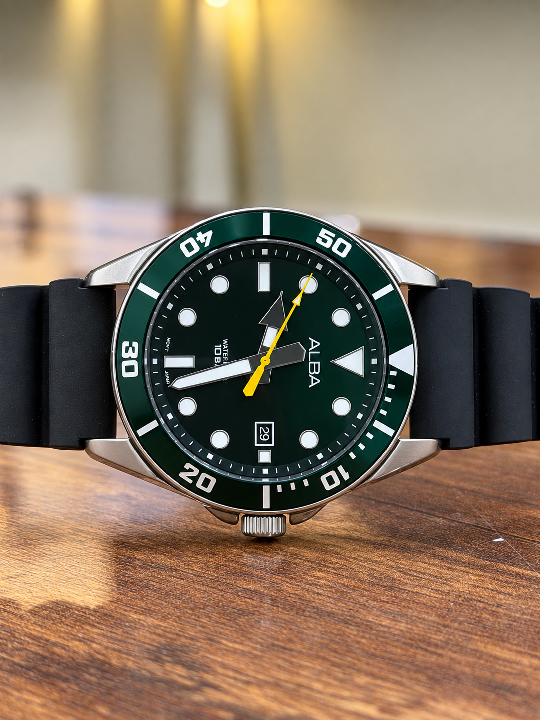 Original Alba Watch For Men Active AG8K23X1 With Green Dial Rubber Belt with Black (Like New)