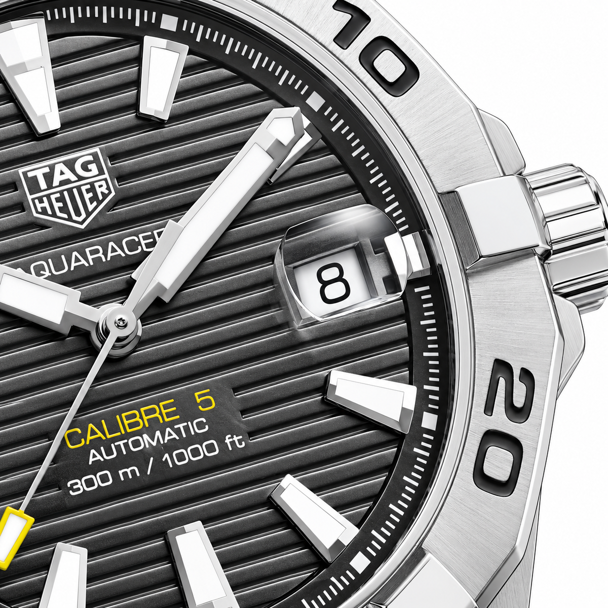 Tag Heuer Aquaracer Calibre 5 Silver Stainless Steel Grey Dial Automatic Watch for Gents - WBD2113.BA0928