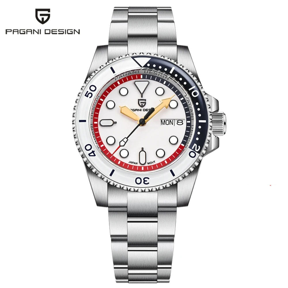 Pagani Design Silver Stainless Steel White Dial Automatic Watch for Gents - PD-1726 40mm