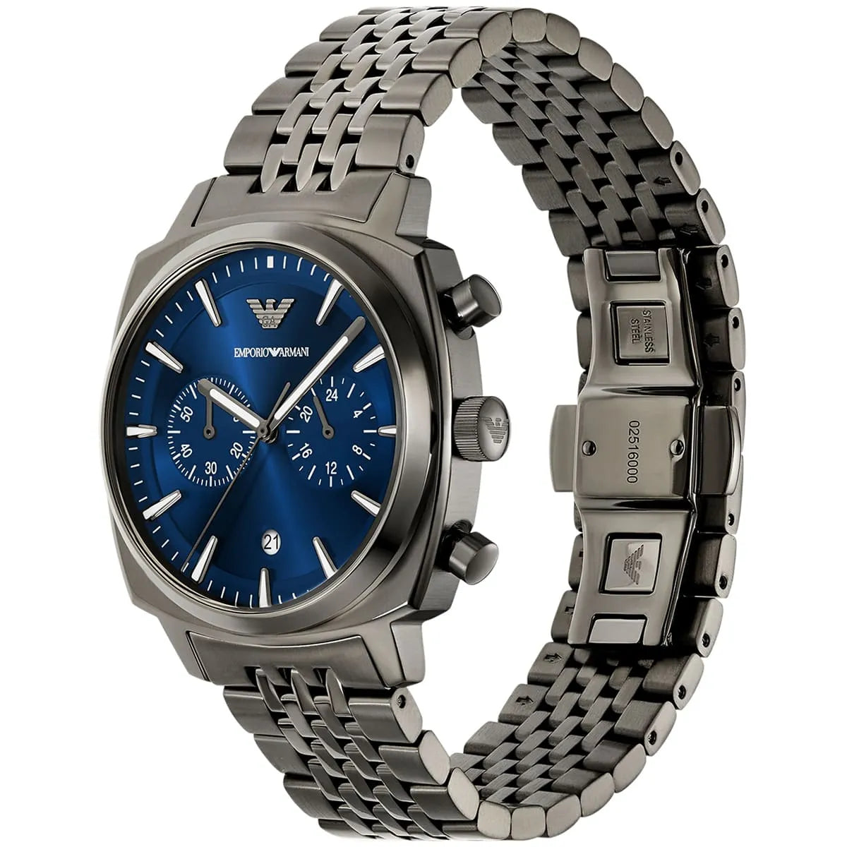 Emporio Armani Carlo 40mm Chronograph Blue Dial Steel Mens Quartz Watch AR11726