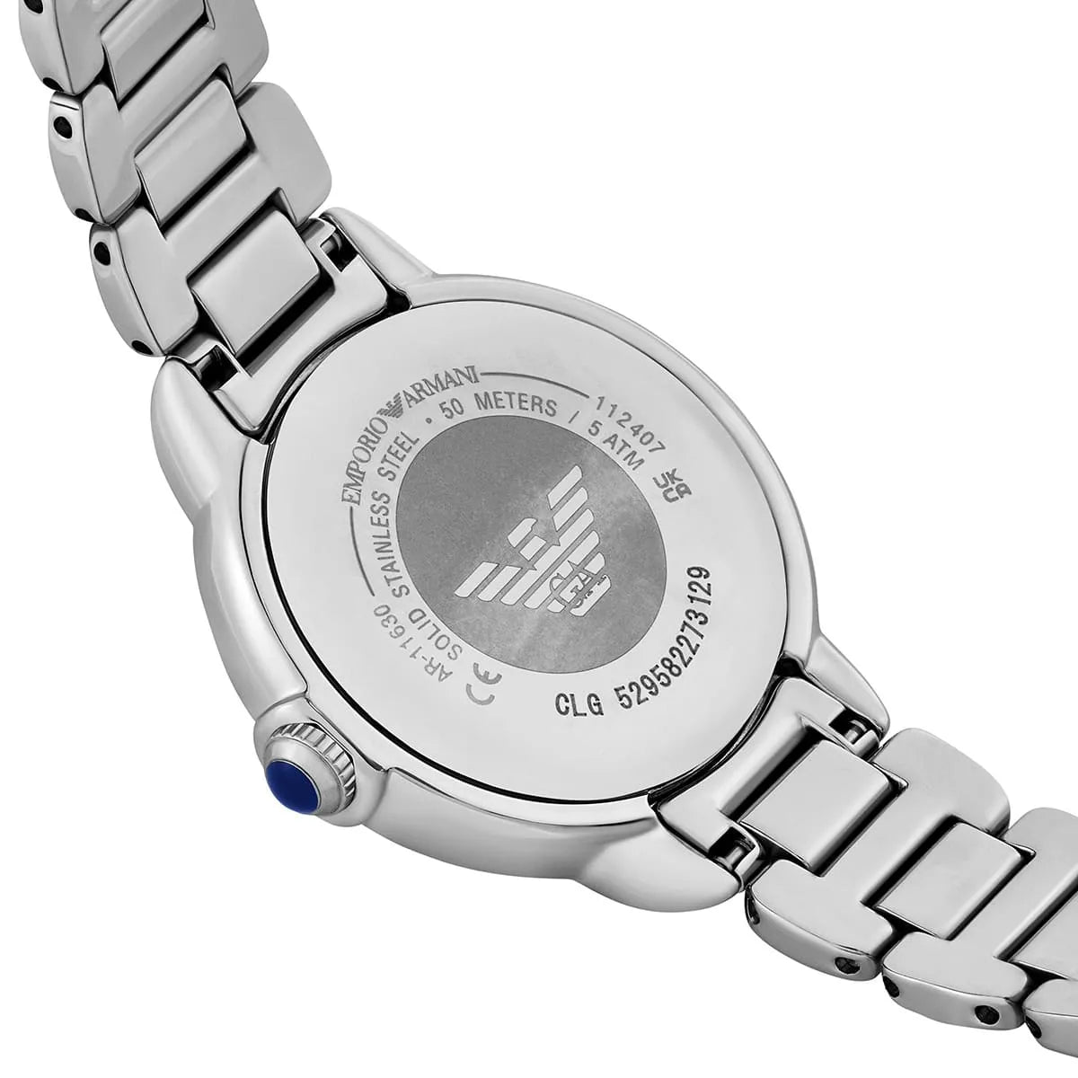 Original Emporio Armani Watch For Women Mia AR11630 With Blue dial , Featured with Crystals Moonphase decorated