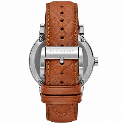 Burberry Brown Leather Strap Black Dial Quartz Watch for Gents - BU9905