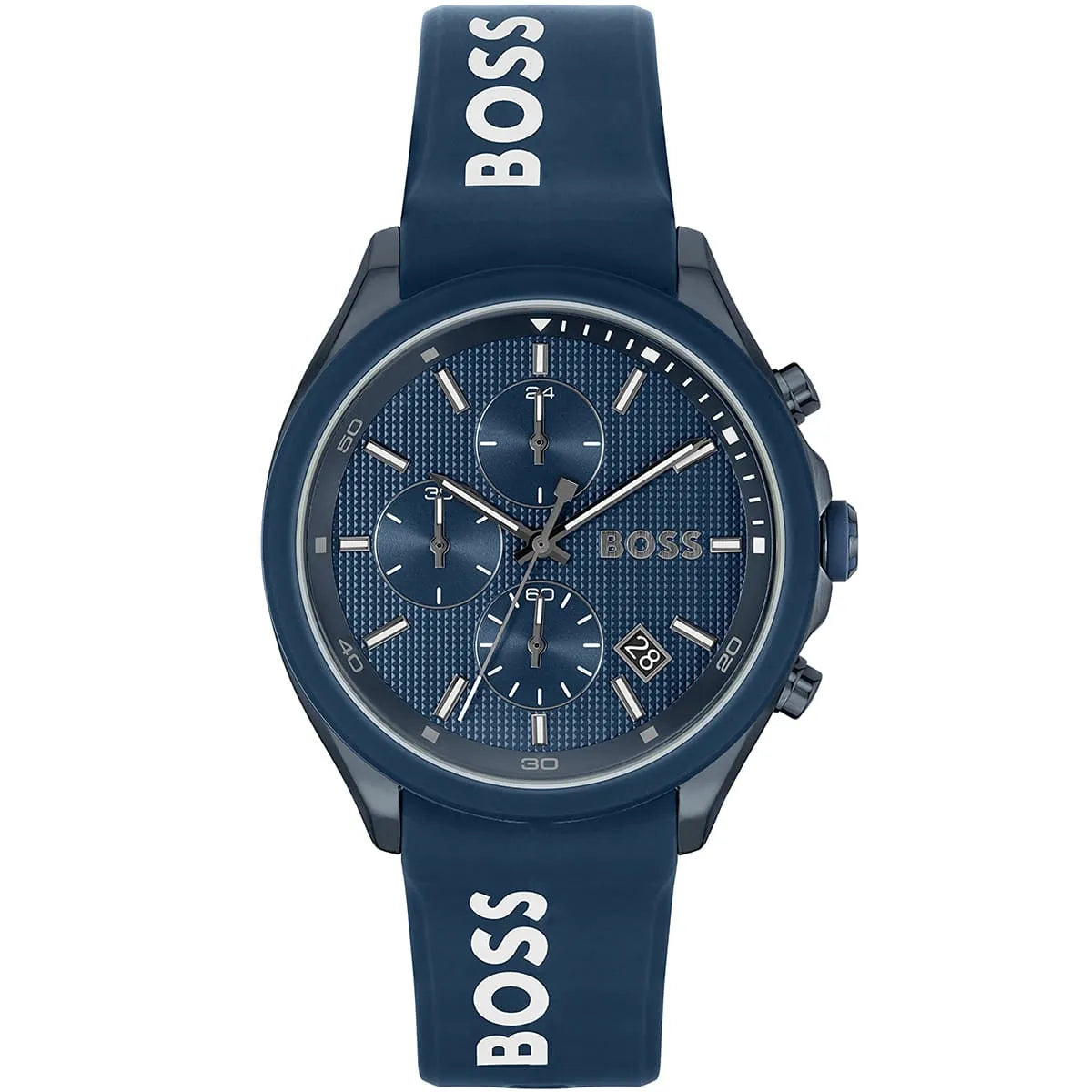 Hugo Boss Velocity Chronograph Blue Dial Blue Rubber Strap Watch For Men - 1514061