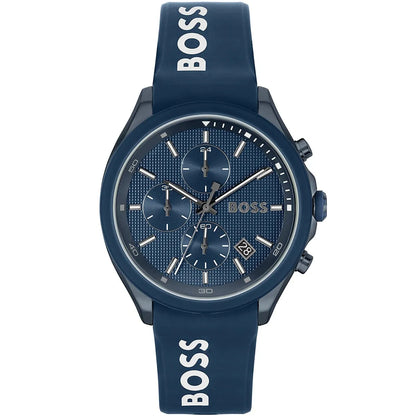 Hugo Boss Velocity Chronograph Blue Dial Blue Rubber Strap Watch For Men - 1514061