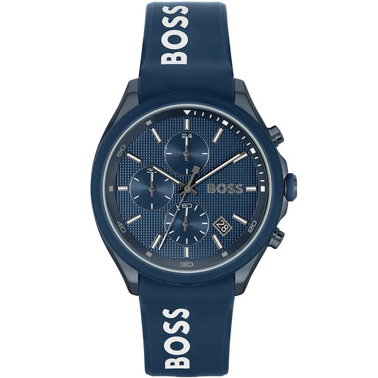 Hugo Boss Velocity Chronograph Blue Dial Blue Rubber Strap Watch For Men - 1514061