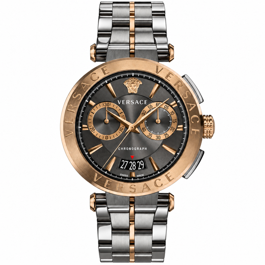 Versace Aion Silver Stainless Steel Grey Dial Chronograph Quartz Watch for Gents - VBR 050017