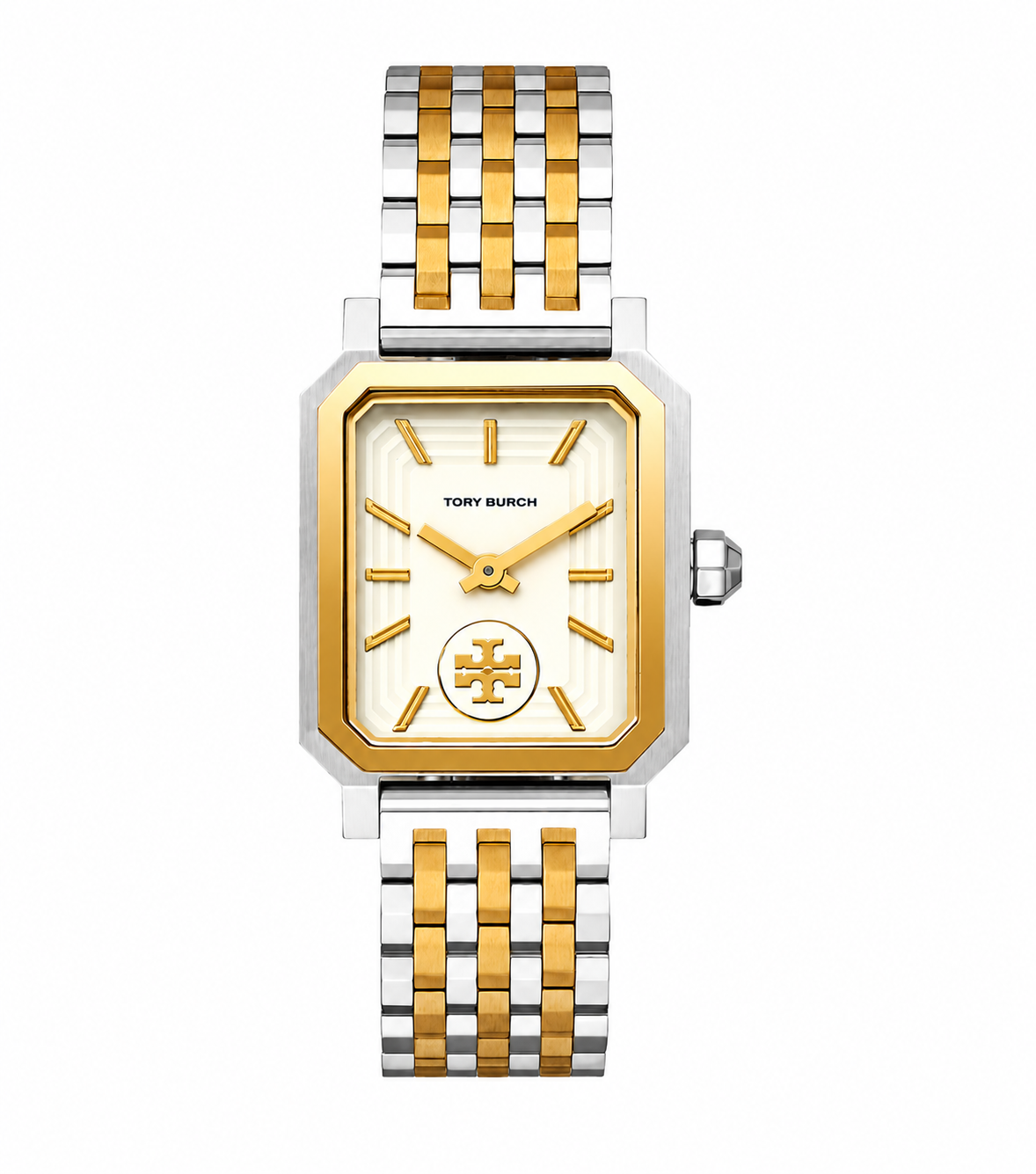 TORY BURCH ROBINSON WHITE DIAL TWO TONE STEEL STRAP WATCH FOR WOMEN - TBW1501