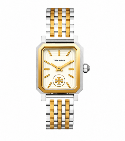 TORY BURCH ROBINSON WHITE DIAL TWO TONE STEEL STRAP WATCH FOR WOMEN - TBW1501