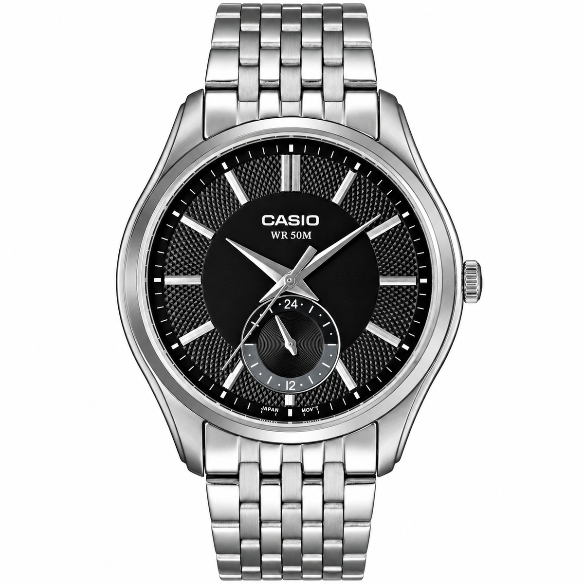 Casio Silver Stainless Steel Black Dial Quartz Watch for Gents - MTP-B315D-1AVDF