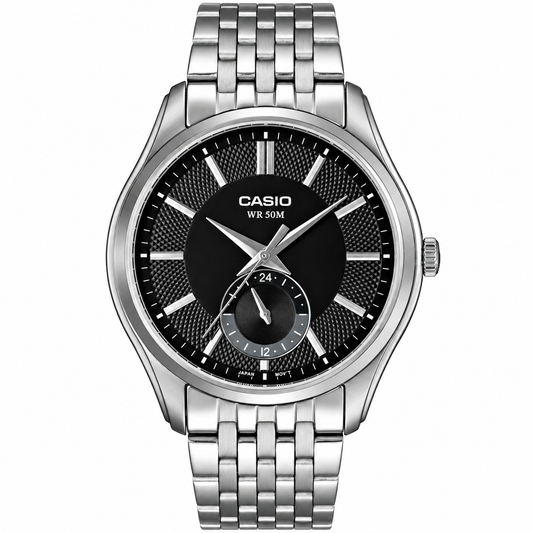 Casio Silver Stainless Steel Black Dial Quartz Watch for Gents - MTP-B315D-1AVDF